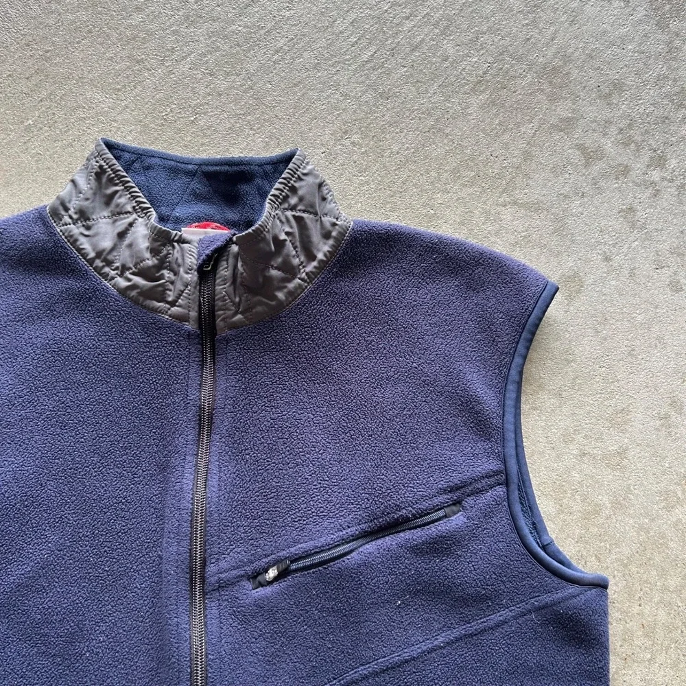 Vintage The North Face Fleece Vest Mens Size Large Navy Blue Full Zip Jacket TNF